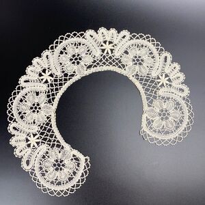 Bobbin Lace Russian Vologda Collar Vintage Linen Ivory
